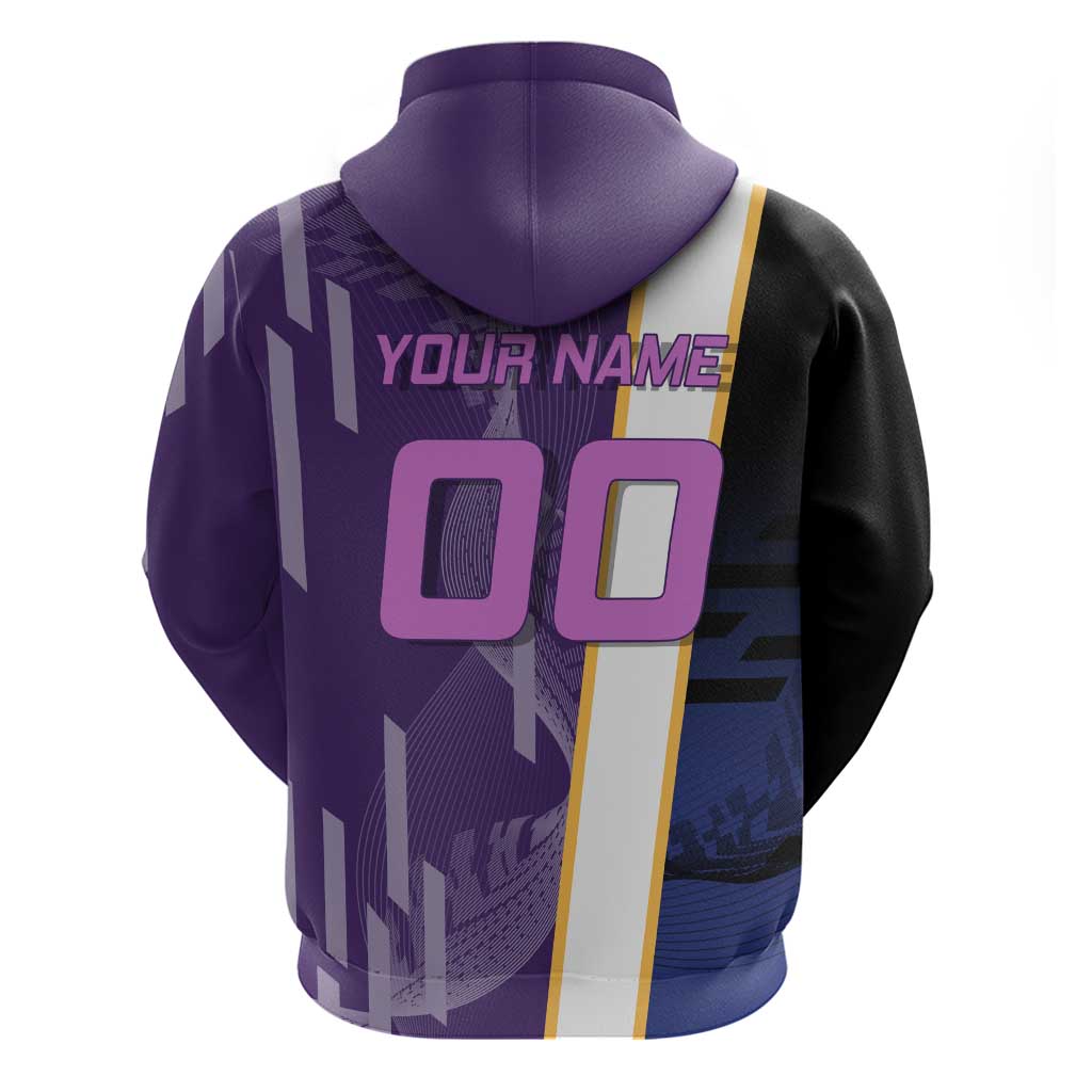 Personalized Tengen Uzui Demon Slayer Badminton Hoodie with Racket Action Pose and Purple Black Graphic Design - The Mazicc