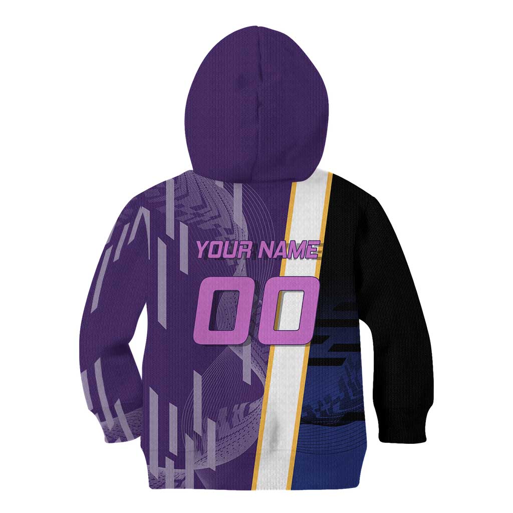 Personalized Tengen Uzui Demon Slayer Badminton Kid Hoodie with Racket Action Pose and Purple Black Graphic Design - The Mazicc