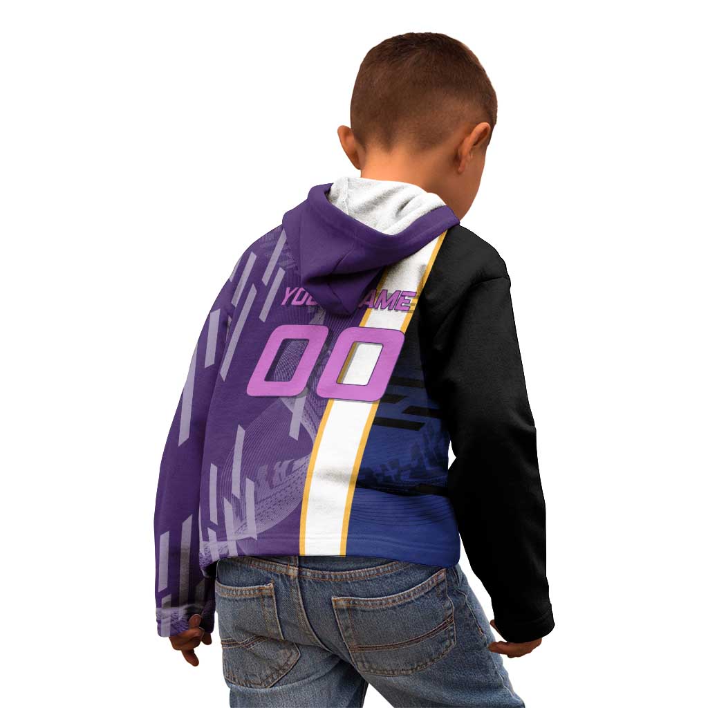 Personalized Tengen Uzui Demon Slayer Badminton Kid Hoodie with Racket Action Pose and Purple Black Graphic Design - The Mazicc