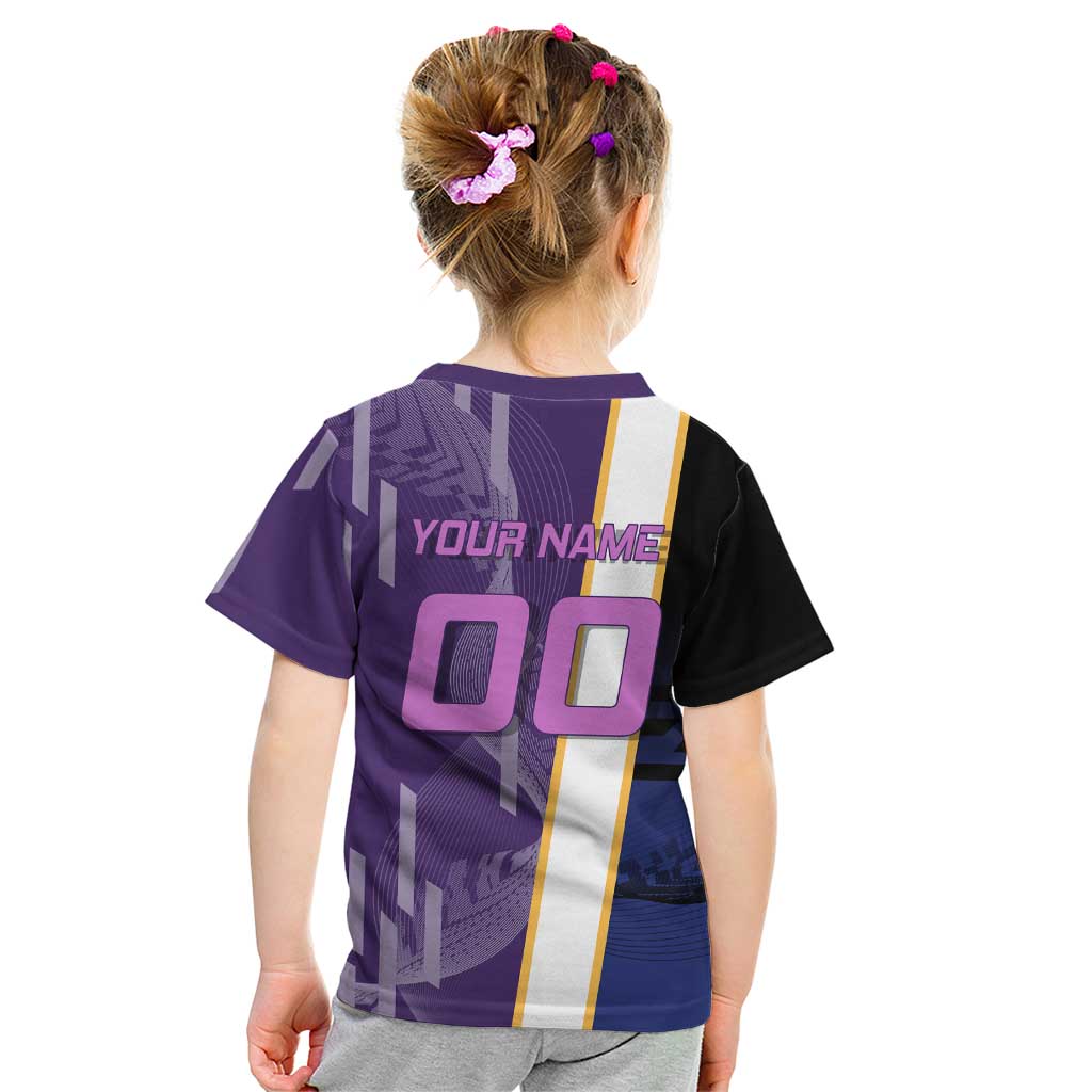 Personalized Tengen Uzui Demon Slayer Badminton Kid T Shirt with Racket Action Pose and Purple Black Graphic Design - The Mazicc