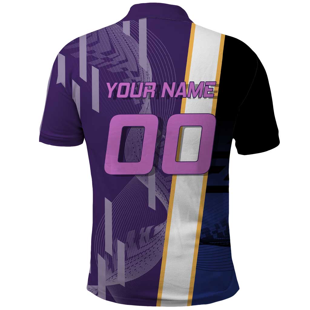 Personalized Tengen Uzui Demon Slayer Badminton Polo Shirt with Racket Action Pose and Purple Black Graphic Design - The Mazicc