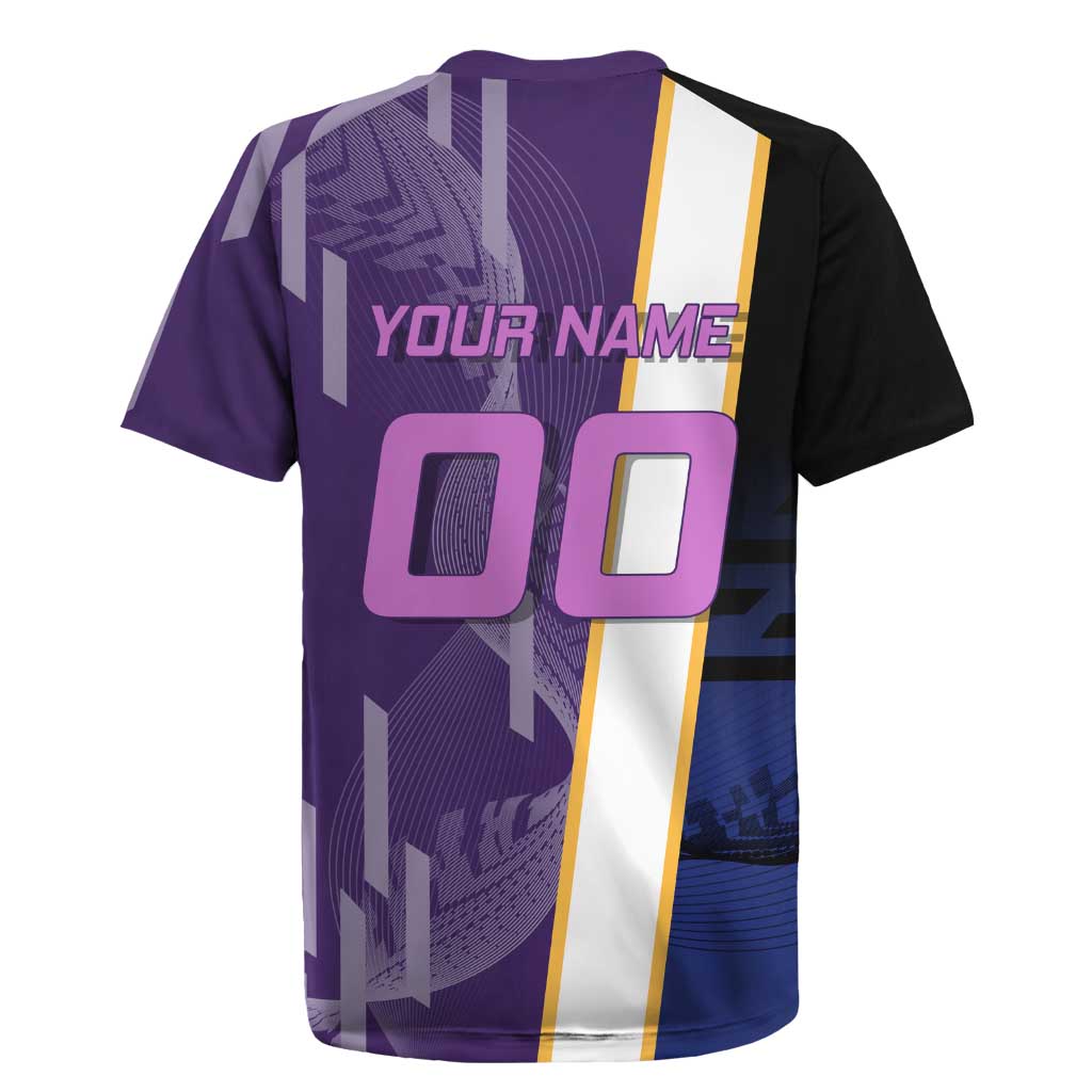 Personalized Tengen Uzui Demon Slayer Badminton Rugby Jersey with Racket Action Pose and Purple Black Graphic Design - The Mazicc