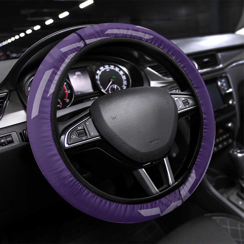 Tengen Uzui Demon Slayer Badminton Steering Wheel Cover with Racket Action Pose and Purple Black Graphic Design - The Mazicc