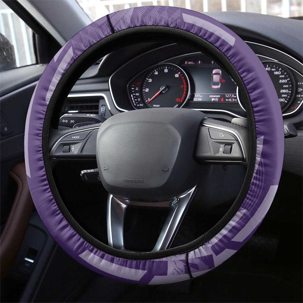 Tengen Uzui Demon Slayer Badminton Steering Wheel Cover with Racket Action Pose and Purple Black Graphic Design - The Mazicc