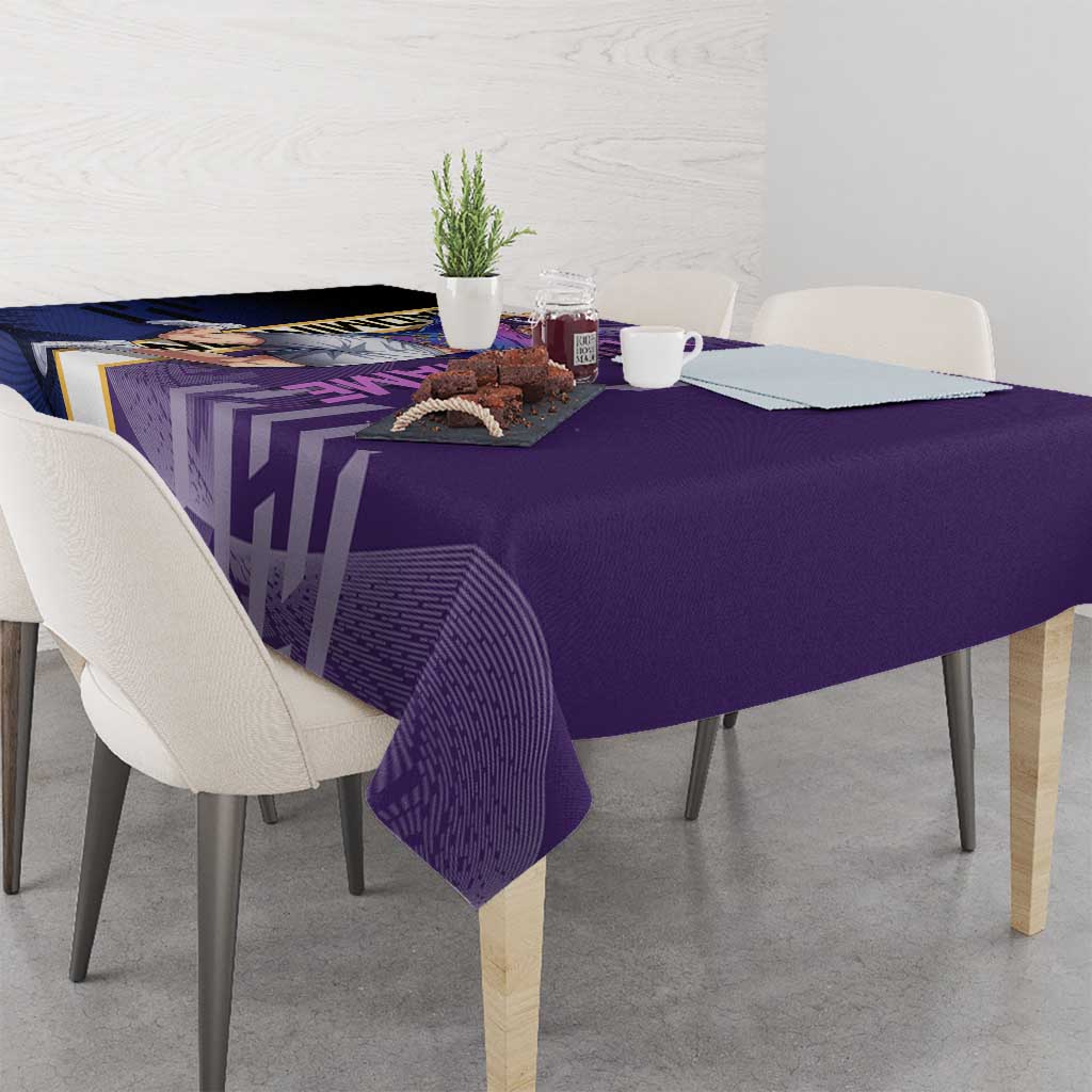 Personalized Tengen Uzui Demon Slayer Badminton Tablecloth with Racket Action Pose and Purple Black Graphic Design - The Mazicc