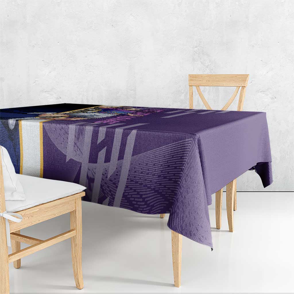 Personalized Tengen Uzui Demon Slayer Badminton Tablecloth with Racket Action Pose and Purple Black Graphic Design - The Mazicc