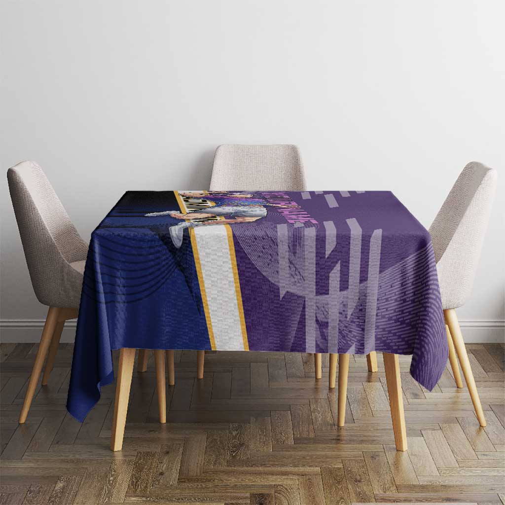 Personalized Tengen Uzui Demon Slayer Badminton Tablecloth with Racket Action Pose and Purple Black Graphic Design - The Mazicc