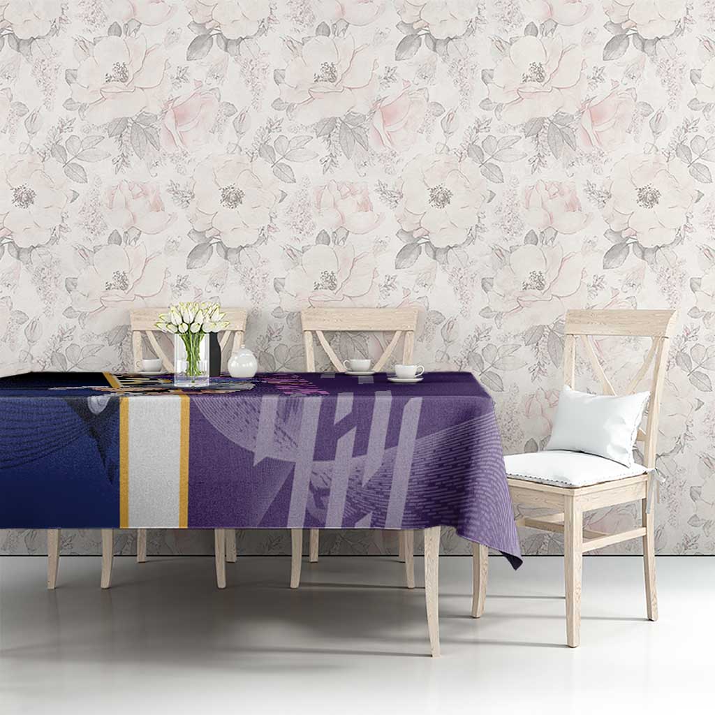 Personalized Tengen Uzui Demon Slayer Badminton Tablecloth with Racket Action Pose and Purple Black Graphic Design - The Mazicc
