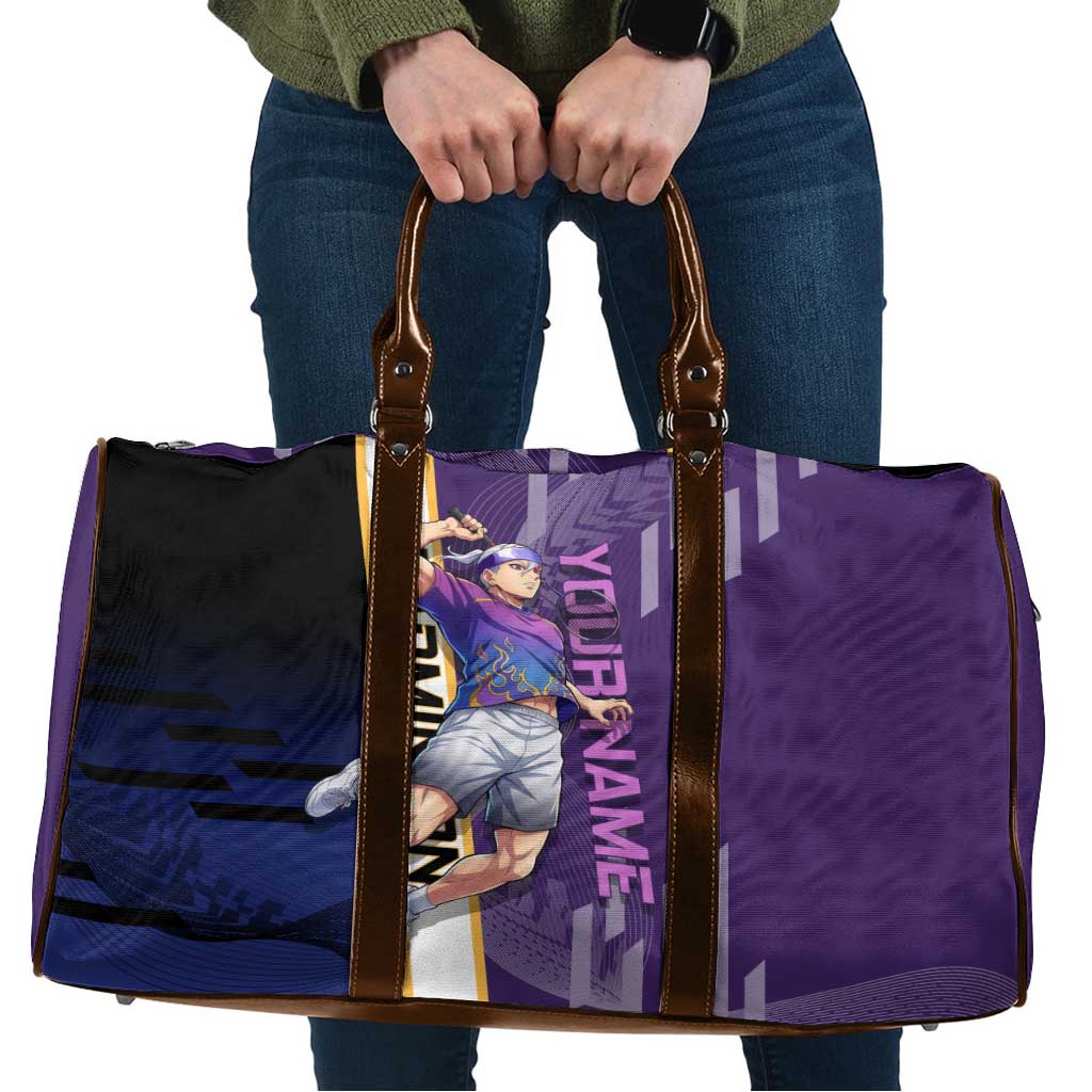 Personalized Tengen Uzui Demon Slayer Badminton Travel Bag with Racket Action Pose and Purple Black Graphic Design - The Mazicc