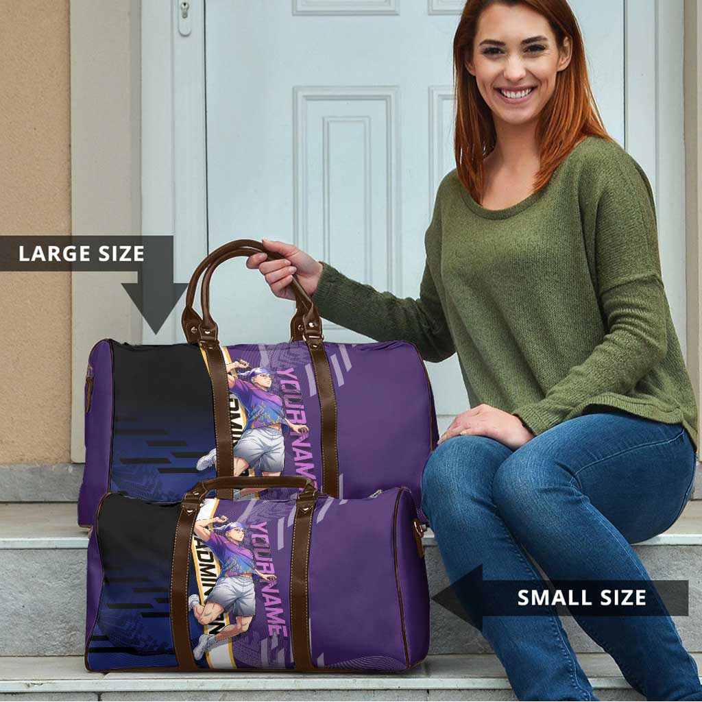 Personalized Tengen Uzui Demon Slayer Badminton Travel Bag with Racket Action Pose and Purple Black Graphic Design - The Mazicc