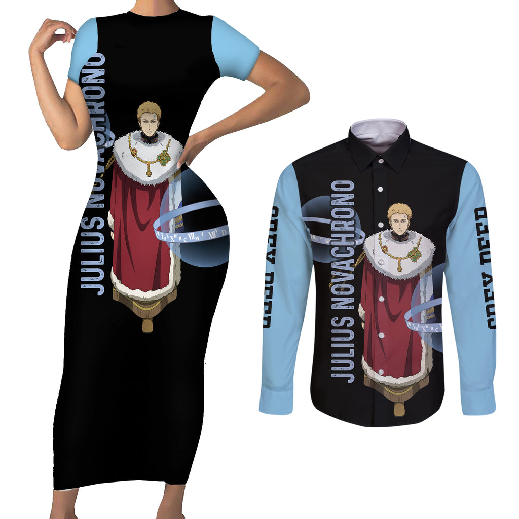 Julius Novachrono Couples Matching Short Sleeve Bodycon Dress and Long Sleeve Button Shirt