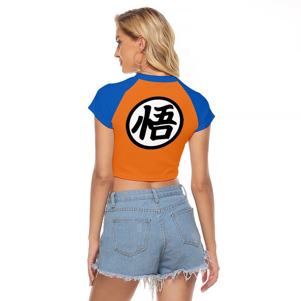 Goku Kanji Symbol Dragon Ball Anime Raglan Cropped T Shirt