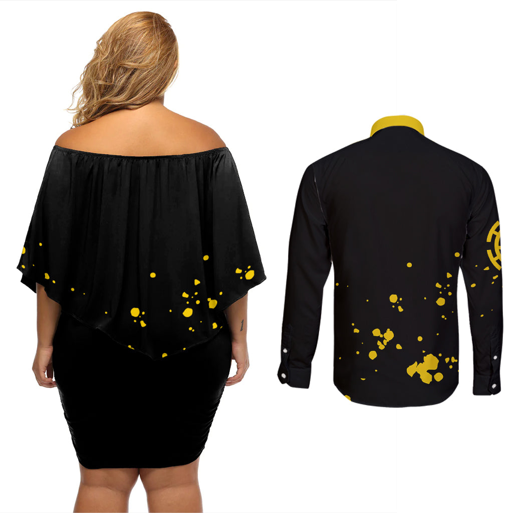 Trafalgar D Law Couples Matching Off Shoulder Short Dress and Long Sleeve Button Shirt