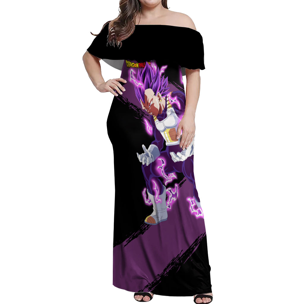Vegeta Ultra Ego Dragon Ball Off Shoulder Maxi Dress
