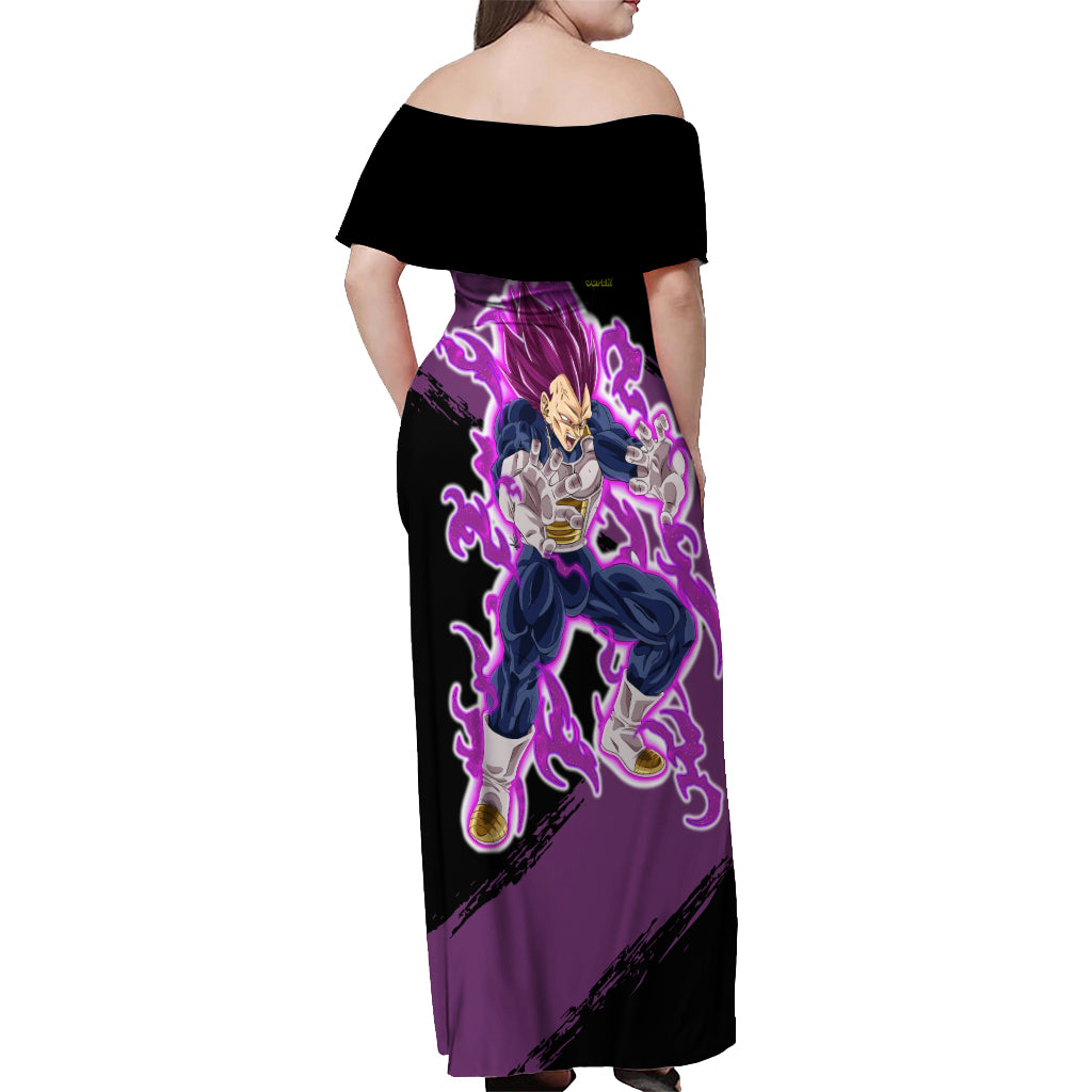 Vegeta Ultra Ego Dragon Ball Off Shoulder Maxi Dress