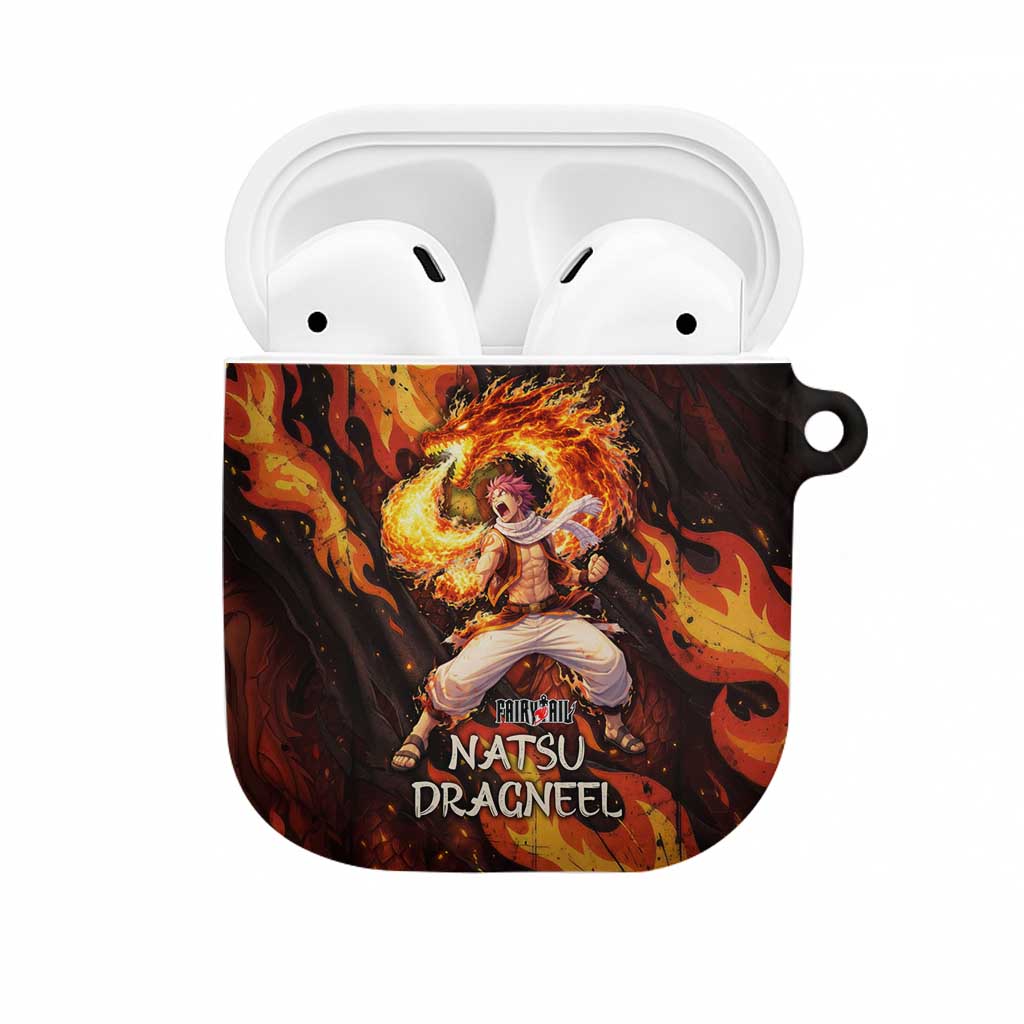 Natsu Dragneel Fairy Tail AirPods Case Flame Magic Anime Style with Dragon Emblem and Fire Seal