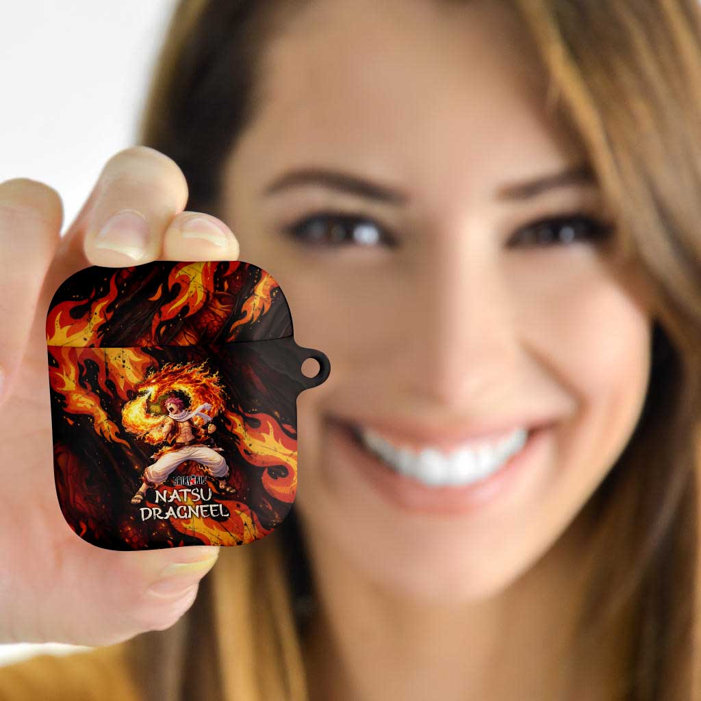 Natsu Dragneel Fairy Tail AirPods Case Flame Magic Anime Style with Dragon Emblem and Fire Seal