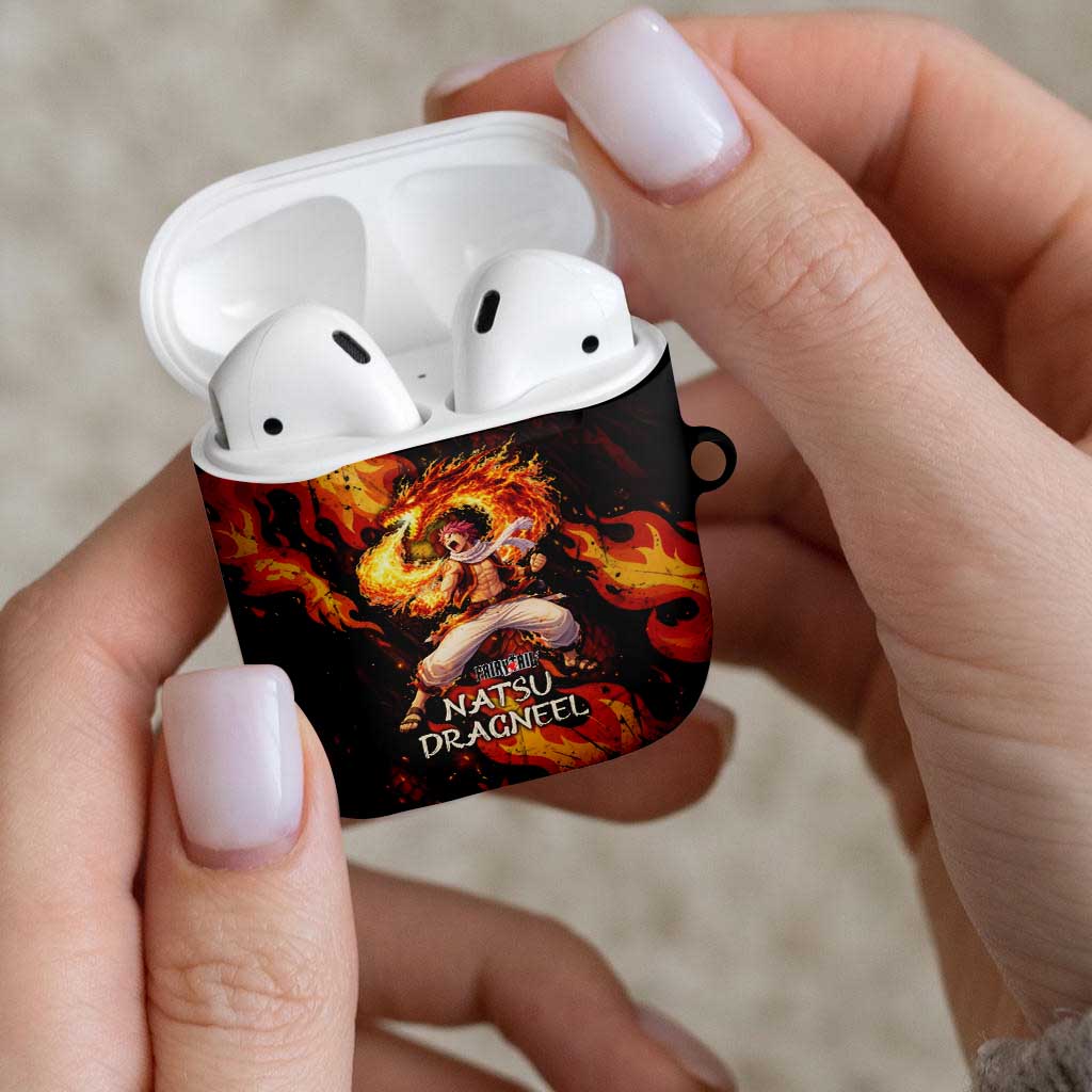 Natsu Dragneel Fairy Tail AirPods Case Flame Magic Anime Style with Dragon Emblem and Fire Seal