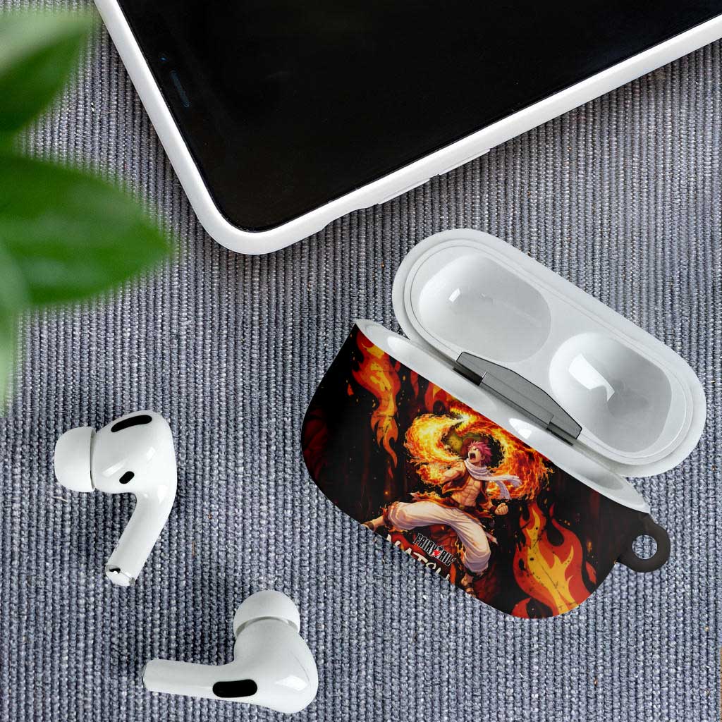 Natsu Dragneel Fairy Tail AirPods Case Flame Magic Anime Style with Dragon Emblem and Fire Seal