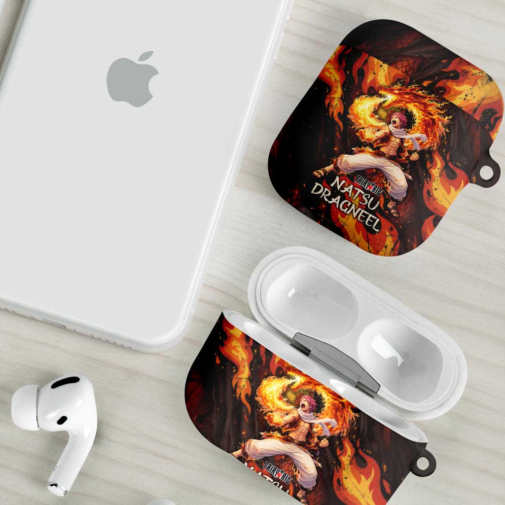 Natsu Dragneel Fairy Tail AirPods Case Flame Magic Anime Style with Dragon Emblem and Fire Seal