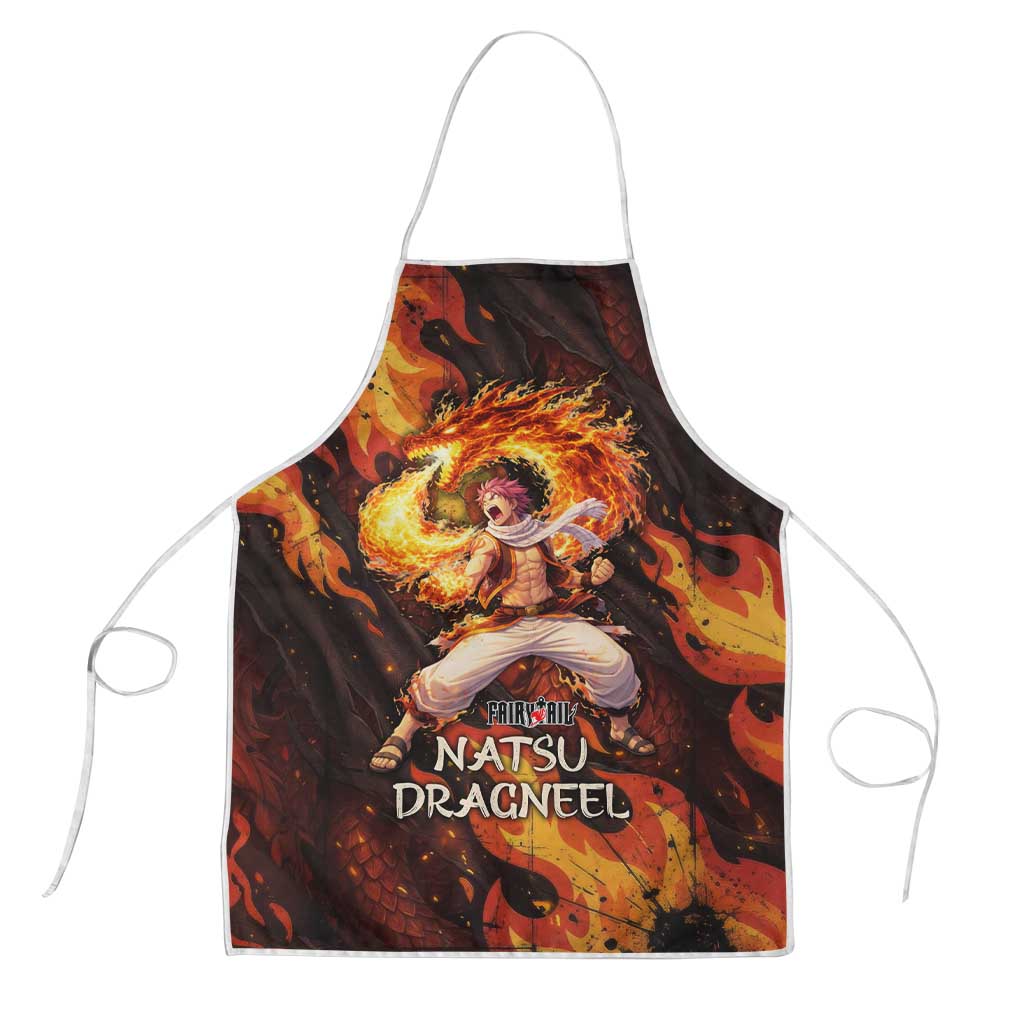 Natsu Dragneel Fairy Tail Apron Flame Magic Anime Style with Dragon Emblem and Fire Seal