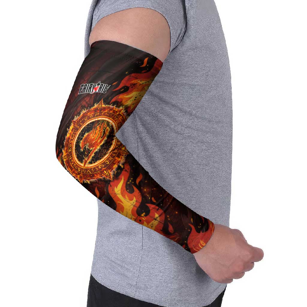 Natsu Dragneel Fairy Tail Arm Sleeves Flame Magic Anime Style with Dragon Emblem and Fire Seal