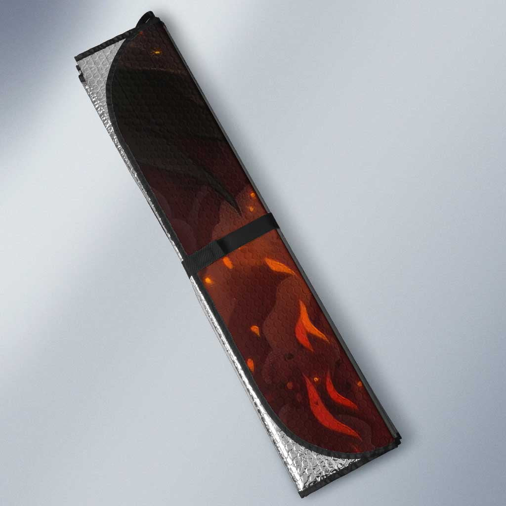 Natsu Dragneel Fairy Tail Auto Sun Shade Flame Magic Anime Style with Dragon Emblem and Fire Seal