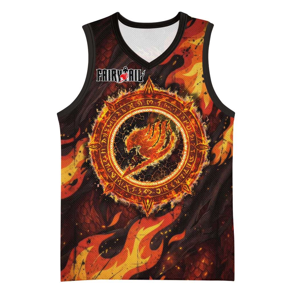 Natsu Dragneel Fairy Tail Basketball Jersey Flame Magic Anime Style with Dragon Emblem and Fire Seal