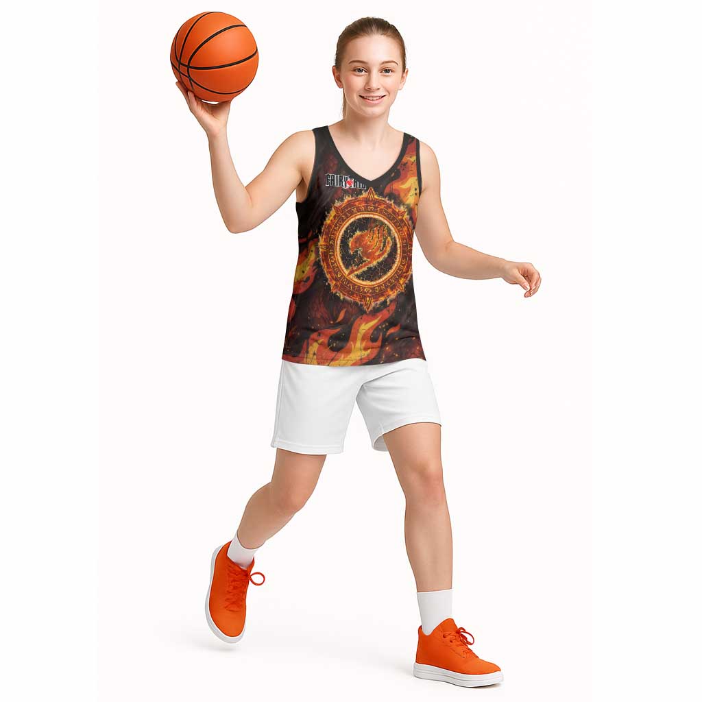 Natsu Dragneel Fairy Tail Basketball Jersey Flame Magic Anime Style with Dragon Emblem and Fire Seal