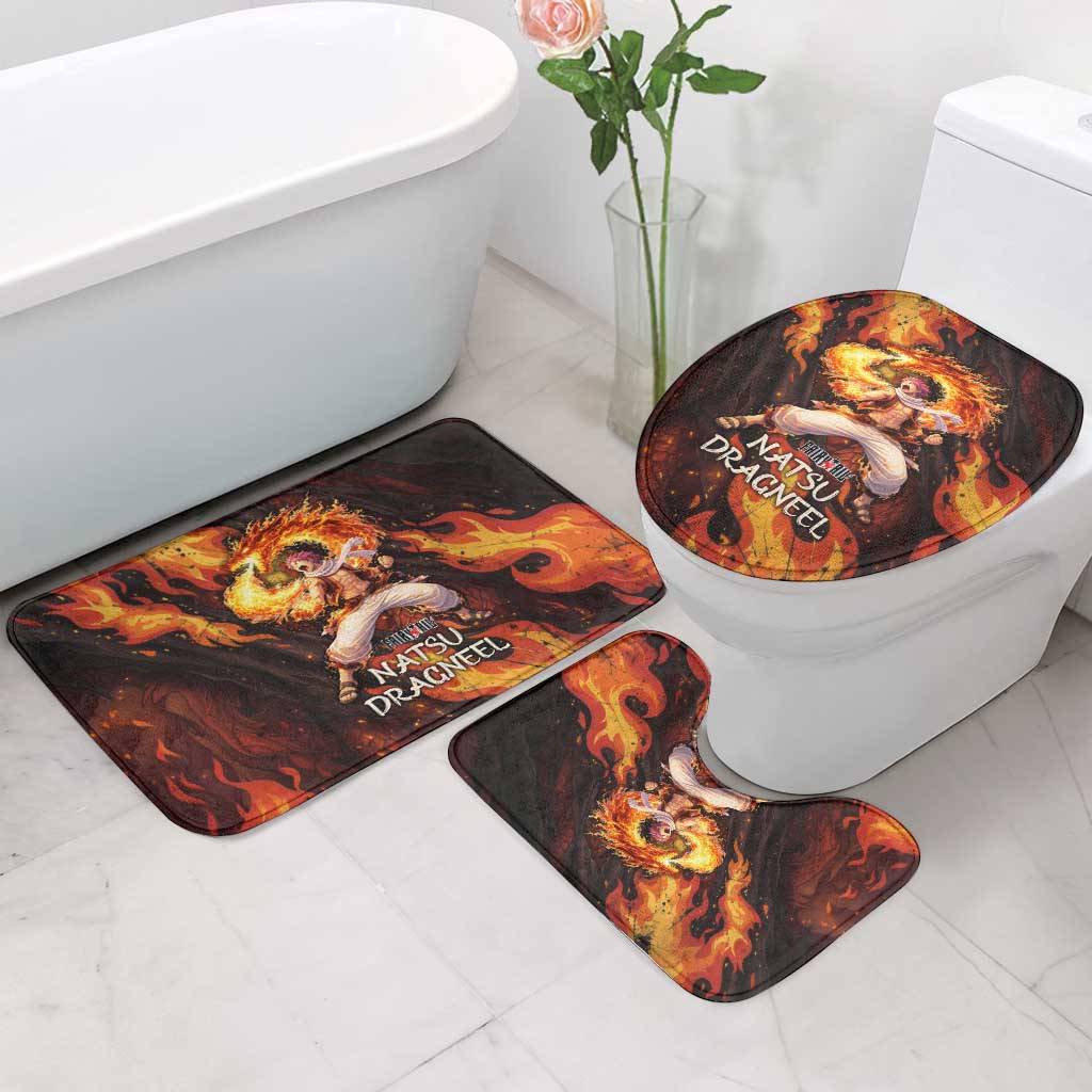 Natsu Dragneel Fairy Tail Bathroom Set Flame Magic Anime Style with Dragon Emblem and Fire Seal