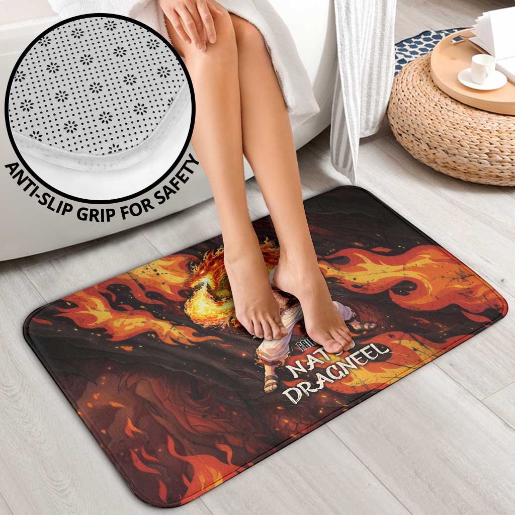 Natsu Dragneel Fairy Tail Bathroom Set Flame Magic Anime Style with Dragon Emblem and Fire Seal