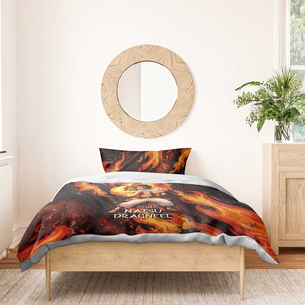Natsu Dragneel Fairy Tail Bedding Set Flame Magic Anime Style with Dragon Emblem and Fire Seal