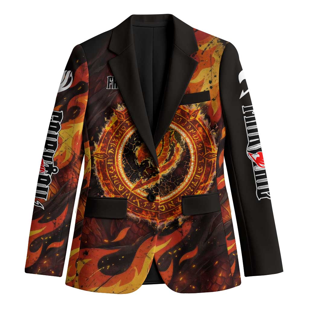 Natsu Dragneel Fairy Tail Blazer Flame Magic Anime Style with Dragon Emblem and Fire Seal
