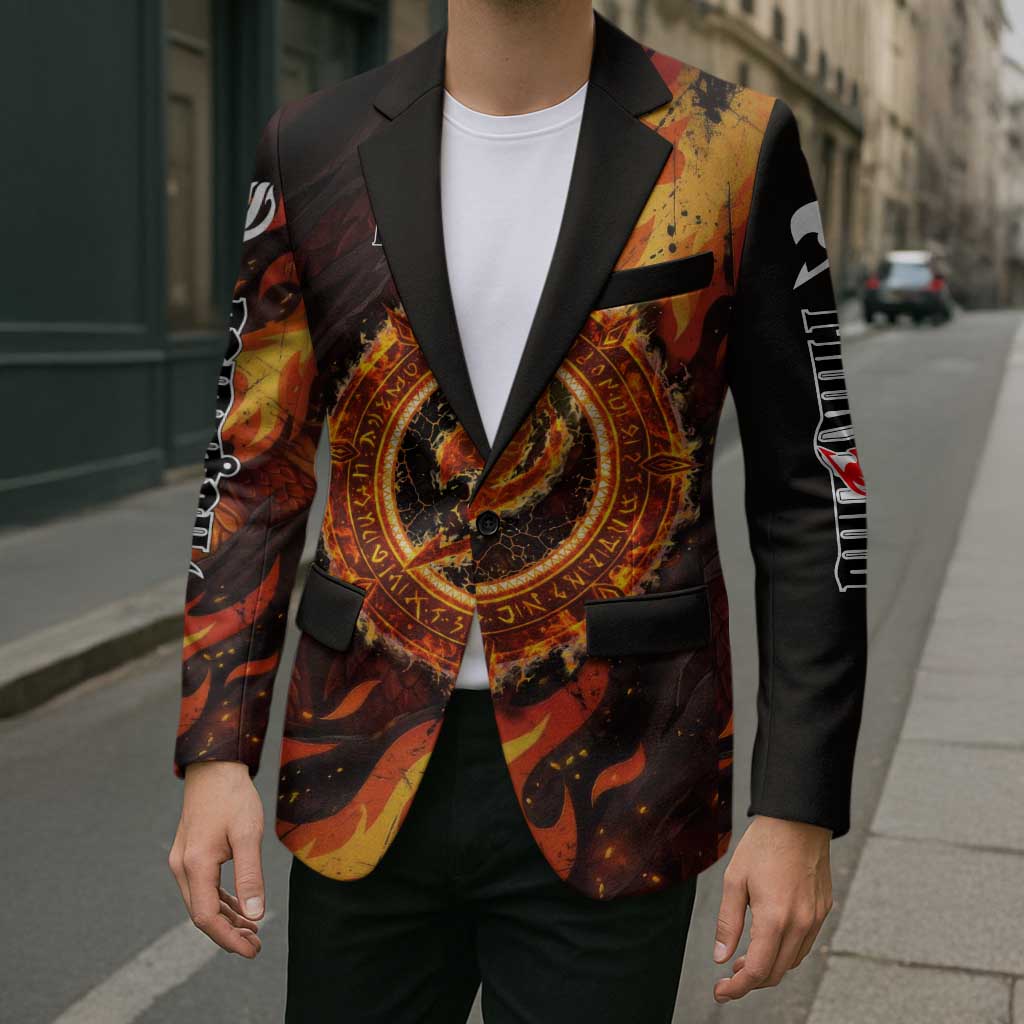 Natsu Dragneel Fairy Tail Blazer Flame Magic Anime Style with Dragon Emblem and Fire Seal