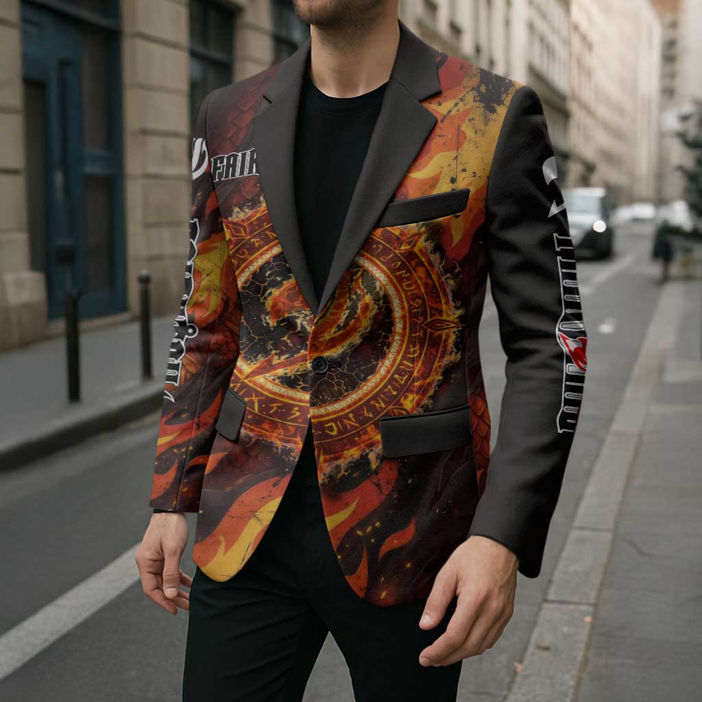 Natsu Dragneel Fairy Tail Blazer Flame Magic Anime Style with Dragon Emblem and Fire Seal