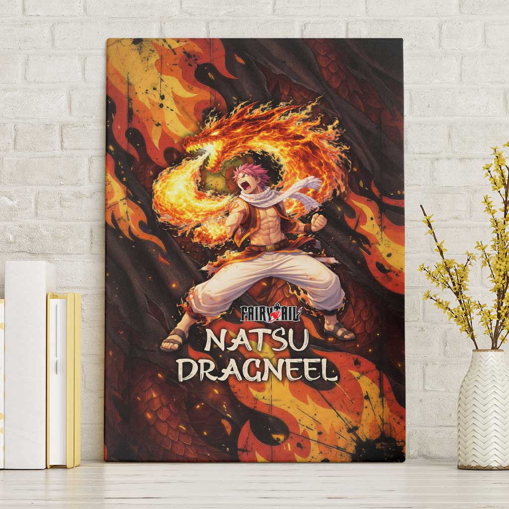 Natsu Dragneel Fairy Tail Canvas Wall Art Flame Magic Anime Style with Dragon Emblem and Fire Seal