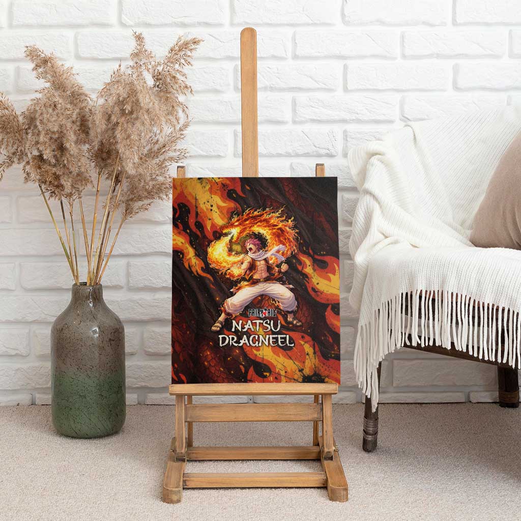 Natsu Dragneel Fairy Tail Canvas Wall Art Flame Magic Anime Style with Dragon Emblem and Fire Seal