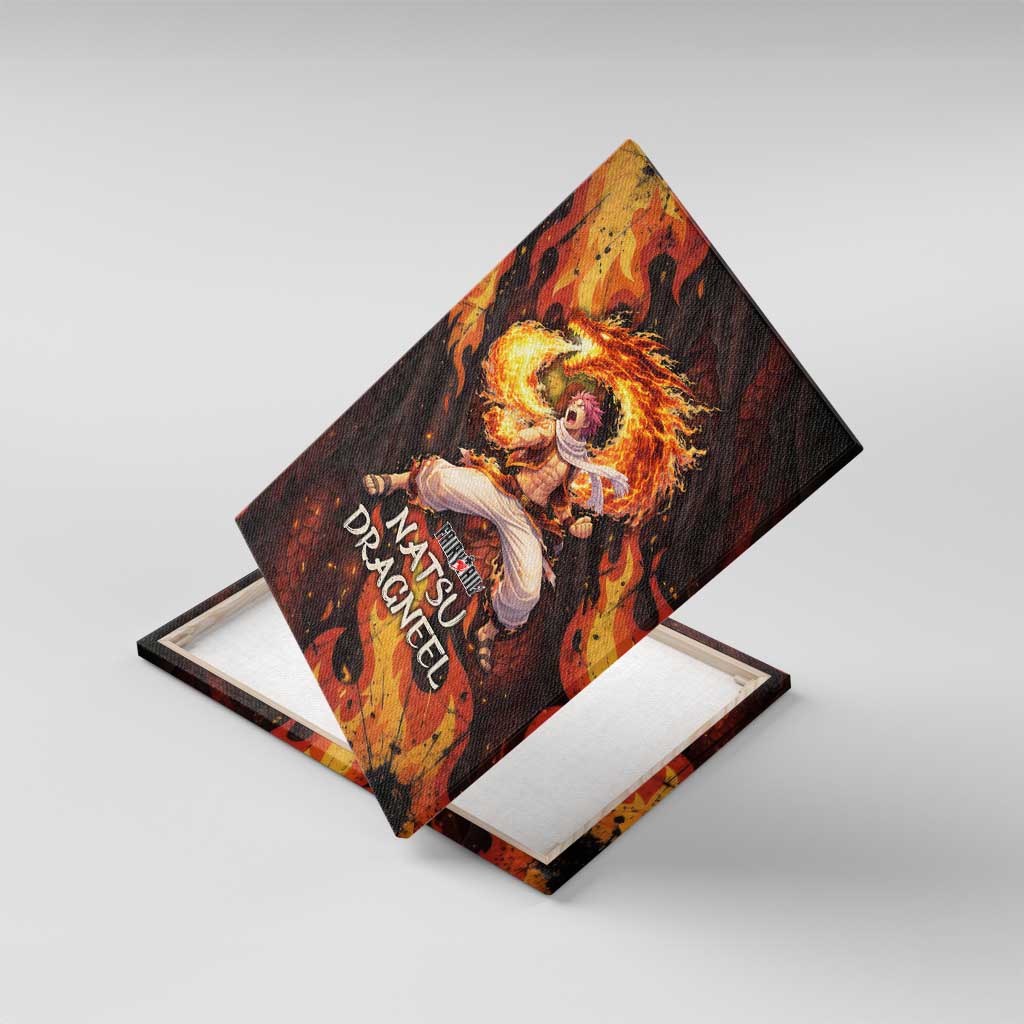 Natsu Dragneel Fairy Tail Canvas Wall Art Flame Magic Anime Style with Dragon Emblem and Fire Seal