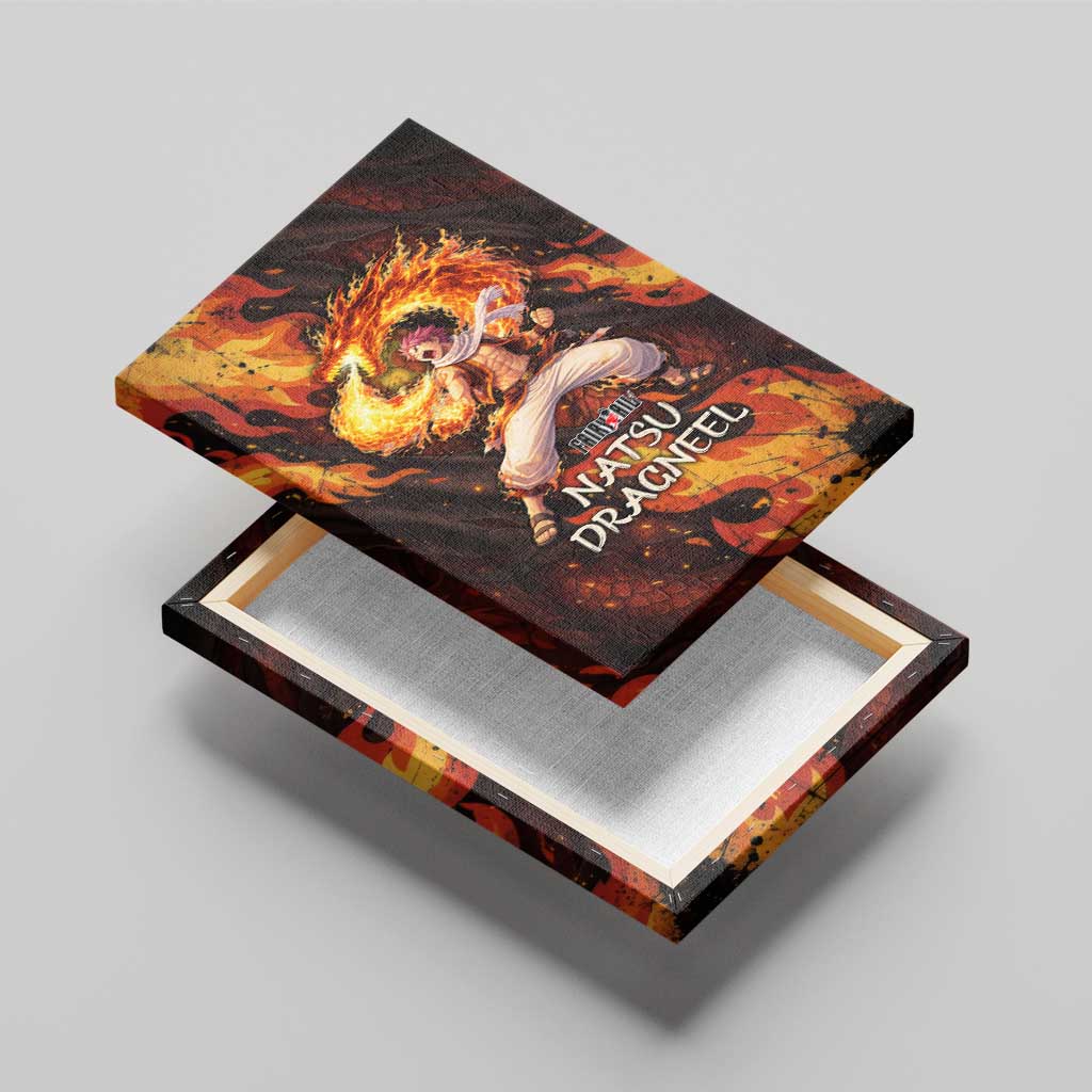 Natsu Dragneel Fairy Tail Canvas Wall Art Flame Magic Anime Style with Dragon Emblem and Fire Seal