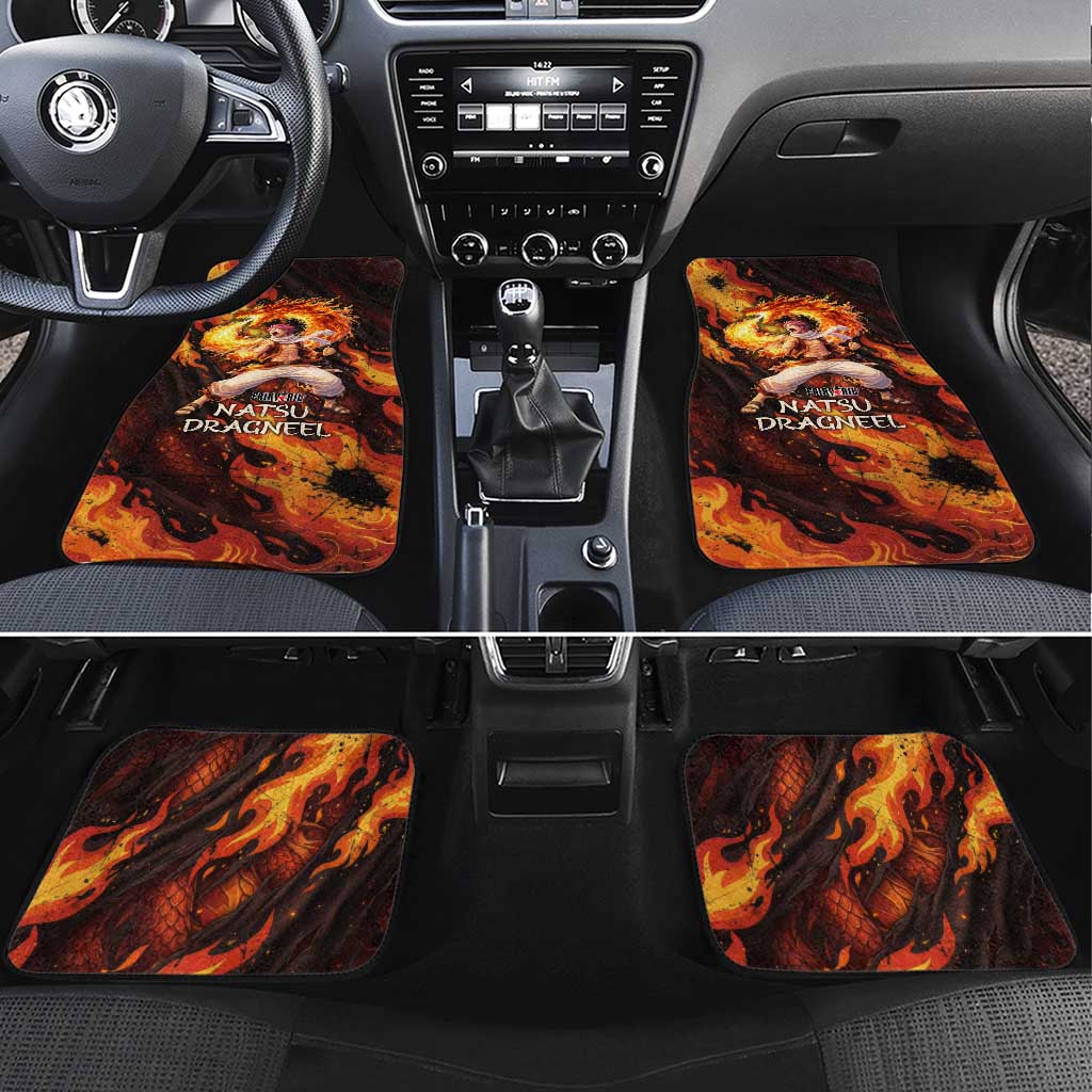 Natsu Dragneel Fairy Tail Car Mats Flame Magic Anime Style with Dragon Emblem and Fire Seal