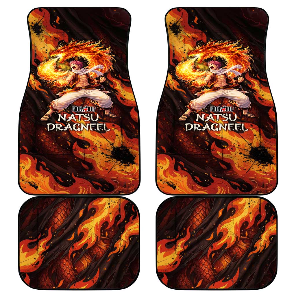 Natsu Dragneel Fairy Tail Car Mats Flame Magic Anime Style with Dragon Emblem and Fire Seal