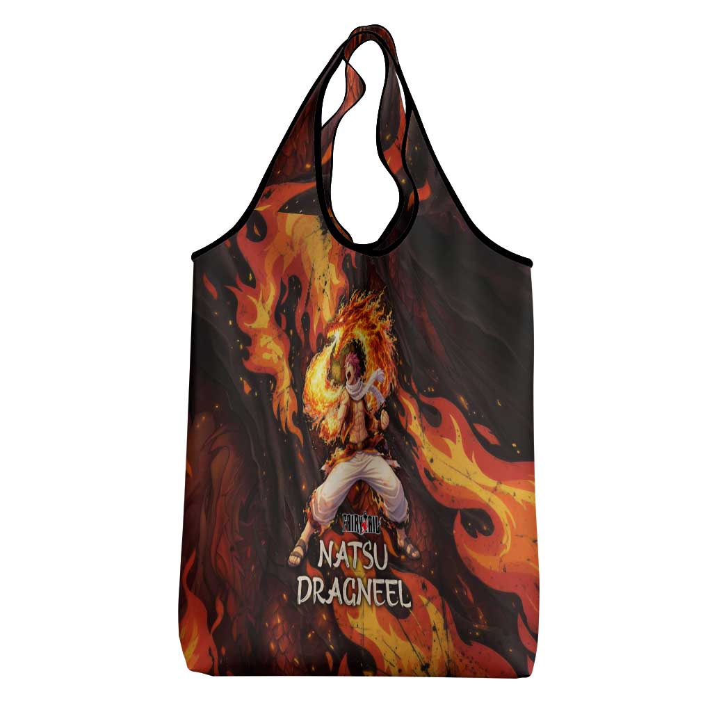 Natsu Dragneel Fairy Tail Grocery Bag Flame Magic Anime Style with Dragon Emblem and Fire Seal