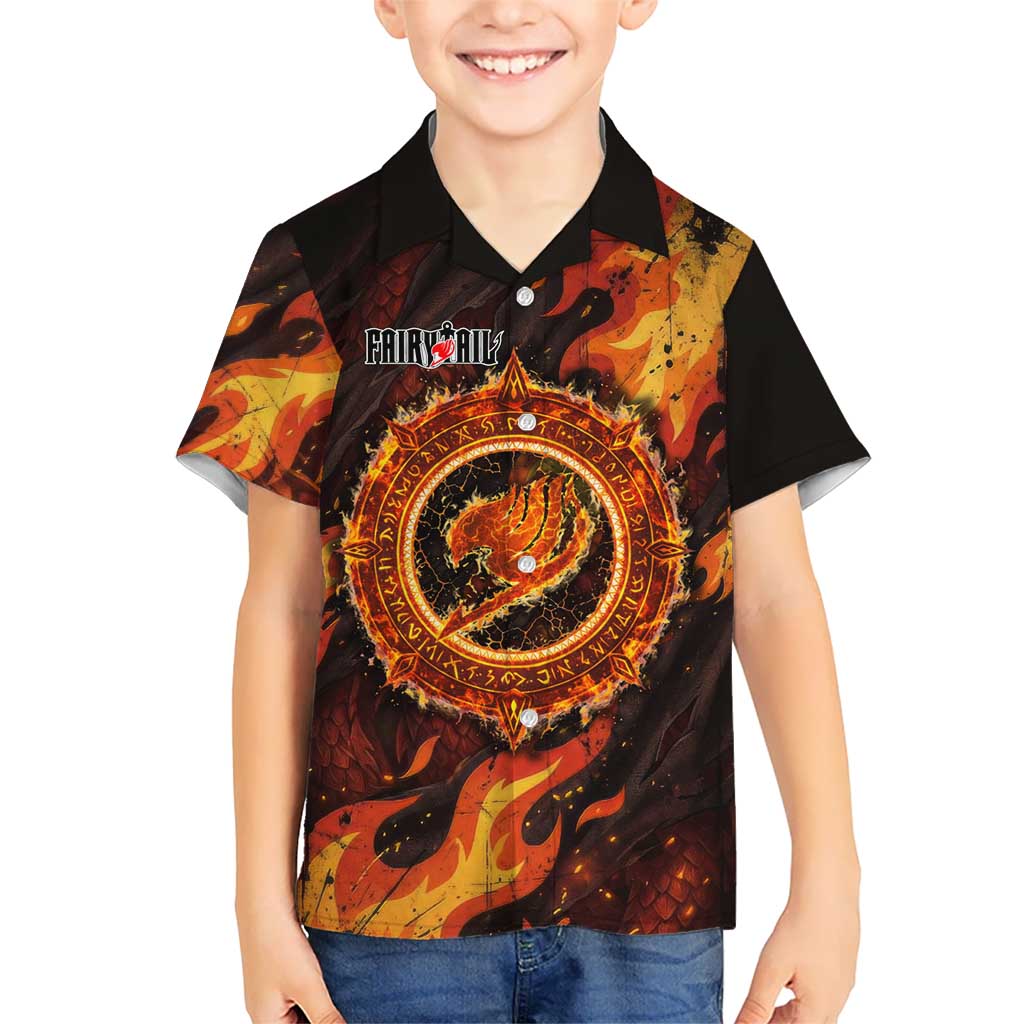Natsu Dragneel Fairy Tail Hawaiian Shirt Flame Magic Anime Style with Dragon Emblem and Fire Seal