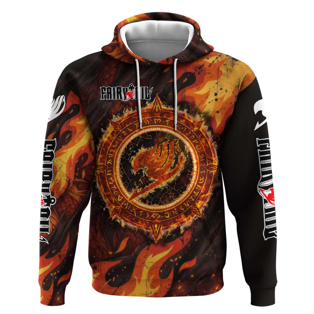Natsu Dragneel Fairy Tail Hoodie Flame Magic Anime Style with Dragon Emblem and Fire Seal