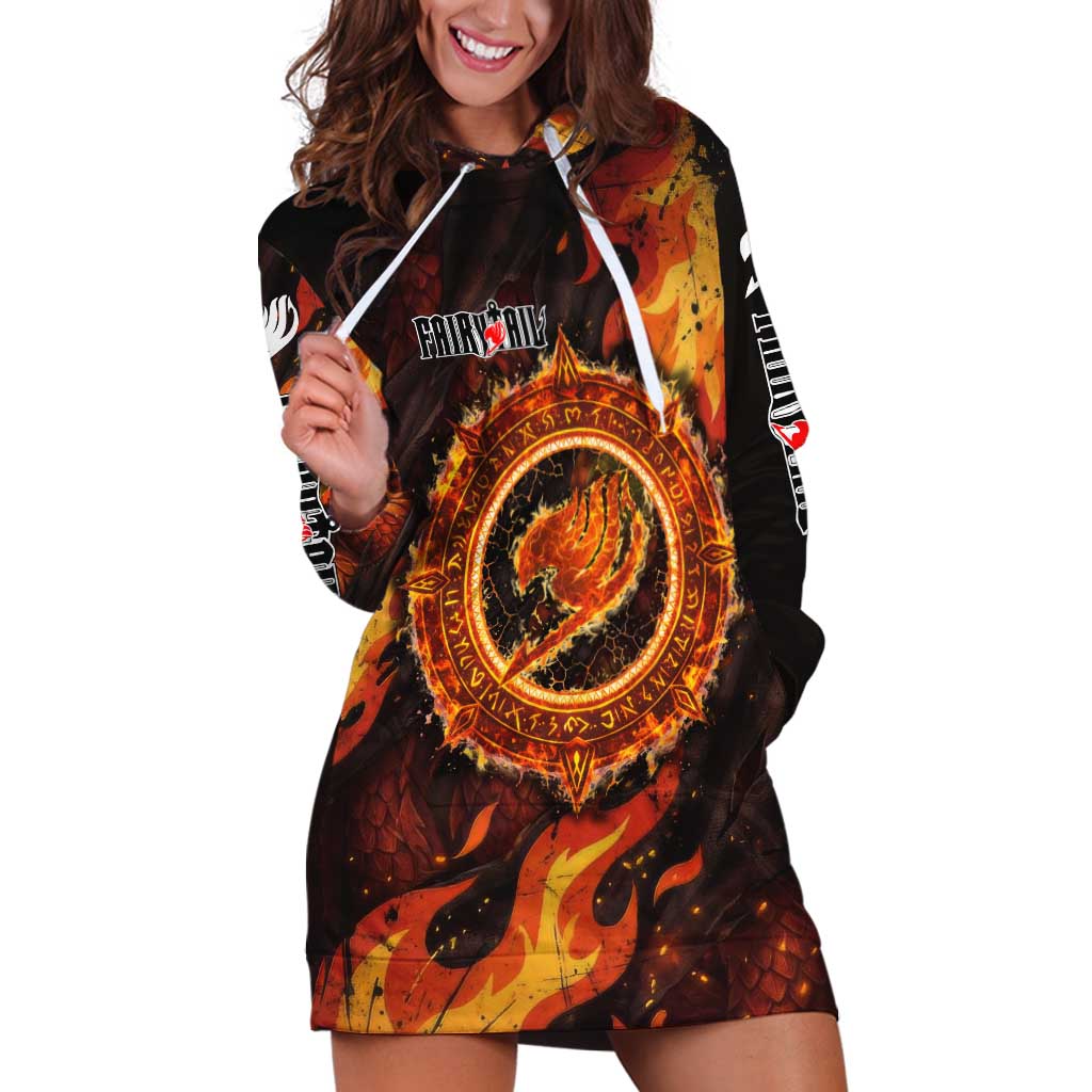 Natsu Dragneel Fairy Tail Hoodie Dress Flame Magic Anime Style with Dragon Emblem and Fire Seal