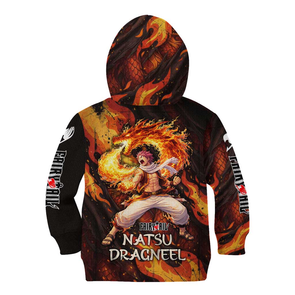 Natsu Dragneel Fairy Tail Kid Hoodie Flame Magic Anime Style with Dragon Emblem and Fire Seal