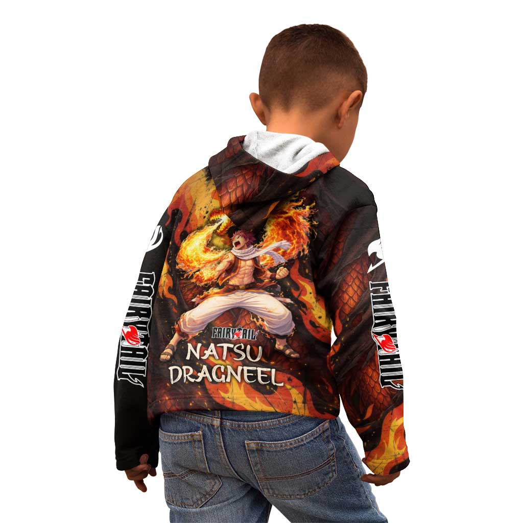 Natsu Dragneel Fairy Tail Kid Hoodie Flame Magic Anime Style with Dragon Emblem and Fire Seal