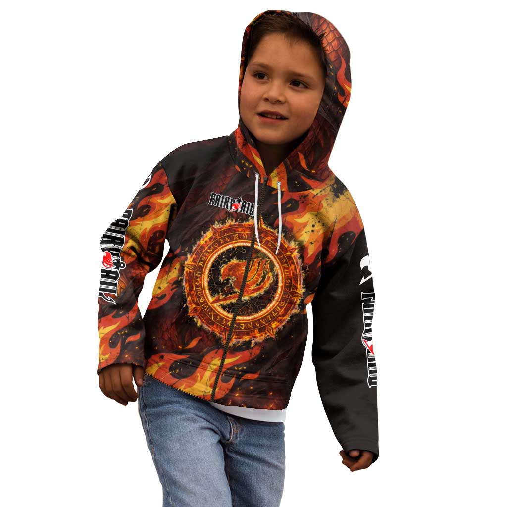 Natsu Dragneel Fairy Tail Kid Hoodie Flame Magic Anime Style with Dragon Emblem and Fire Seal