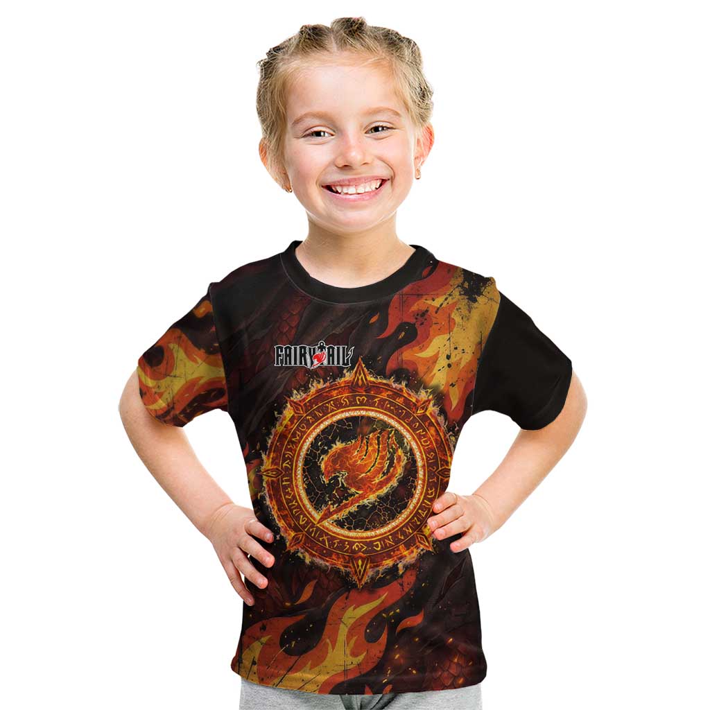 Natsu Dragneel Fairy Tail Kid T Shirt Flame Magic Anime Style with Dragon Emblem and Fire Seal