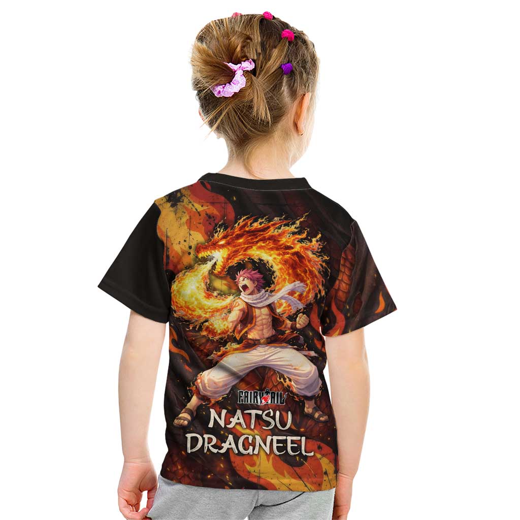 Natsu Dragneel Fairy Tail Kid T Shirt Flame Magic Anime Style with Dragon Emblem and Fire Seal